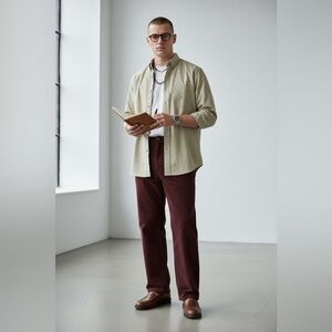 L.L. Bean Men's Khaki Button-Down Shirt